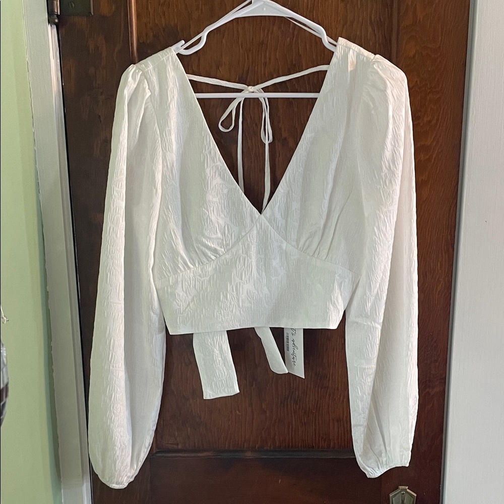 12th Tribe White Textured Wrap Blouse